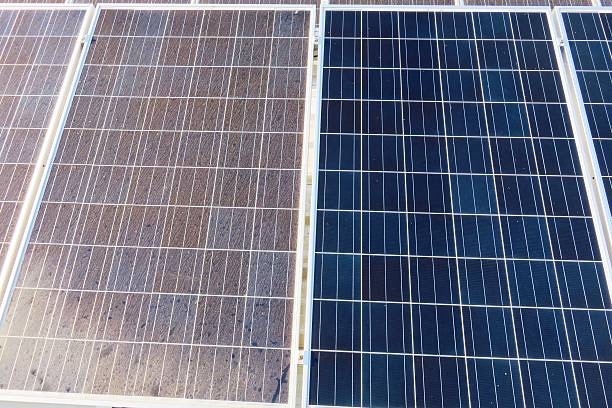 Solar panel cleaning before and after