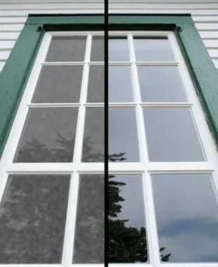 Window cleaning before and after